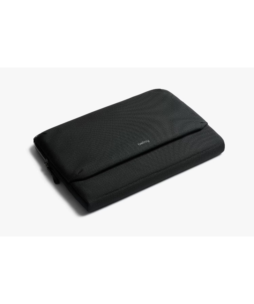 Bellroy 14-inch black laptop caddy with multiple compartments for organization and easy carrying.