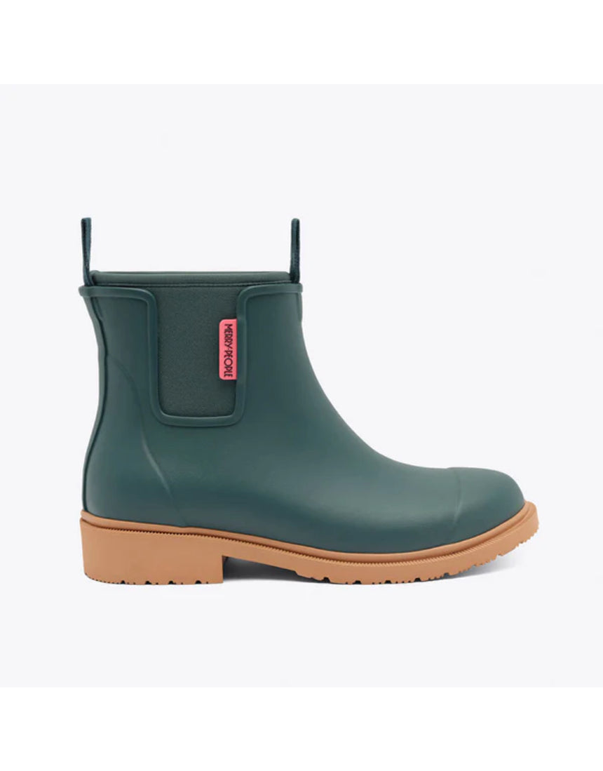 Merry People Bobbi Gumboot in teal displayed from the side, showcasing waterproof rubber rain boots for women.