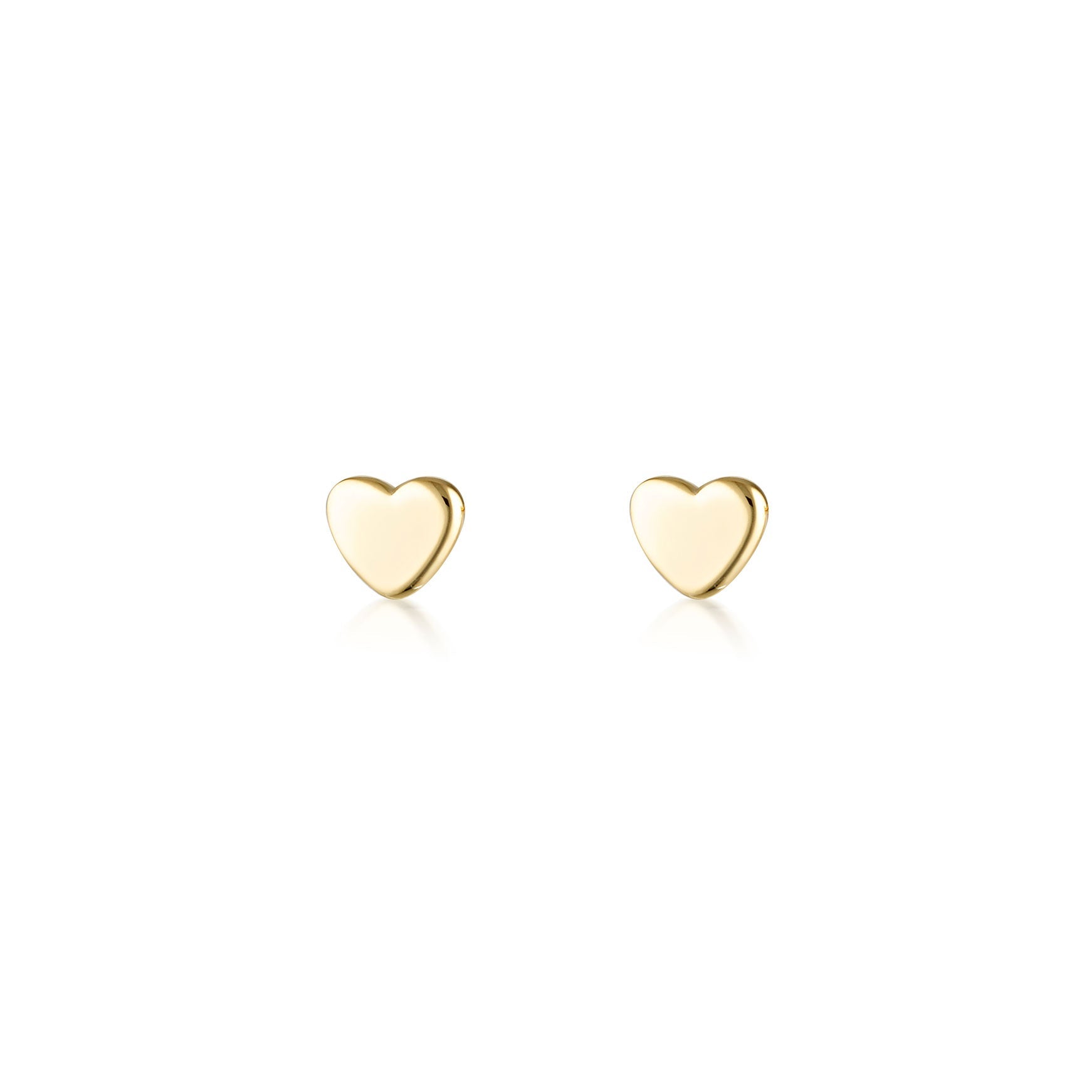 Linda Tahija micro heart stud earrings featuring small gold heart-shaped studs on classic earring posts.