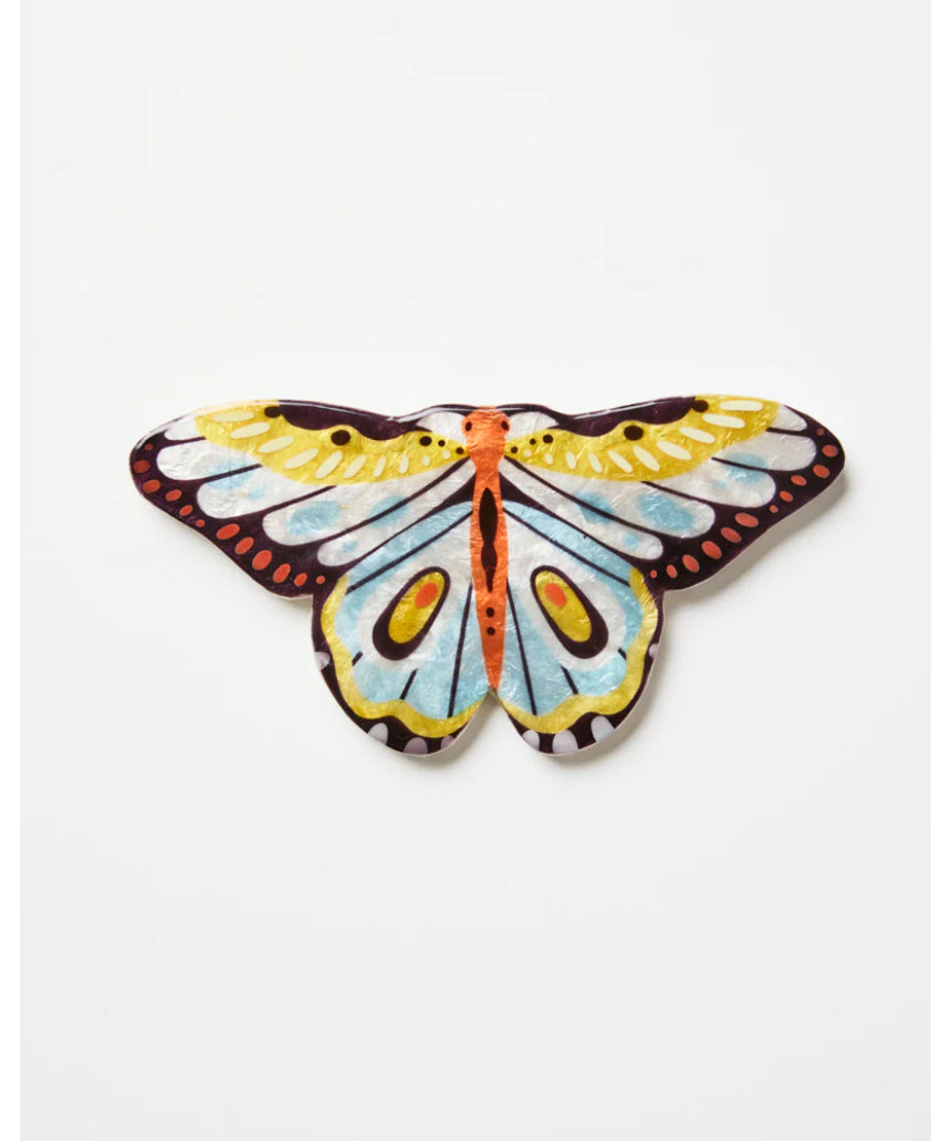 Jones & Co yellow butterfly wall art, Canopy Butterfly wall decor featuring vibrant yellow butterfly design on canvas.