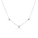 Linda Tahija Trilogy Satellite Necklace with multicolour beads, featuring a layered chain design on a neutral background.
