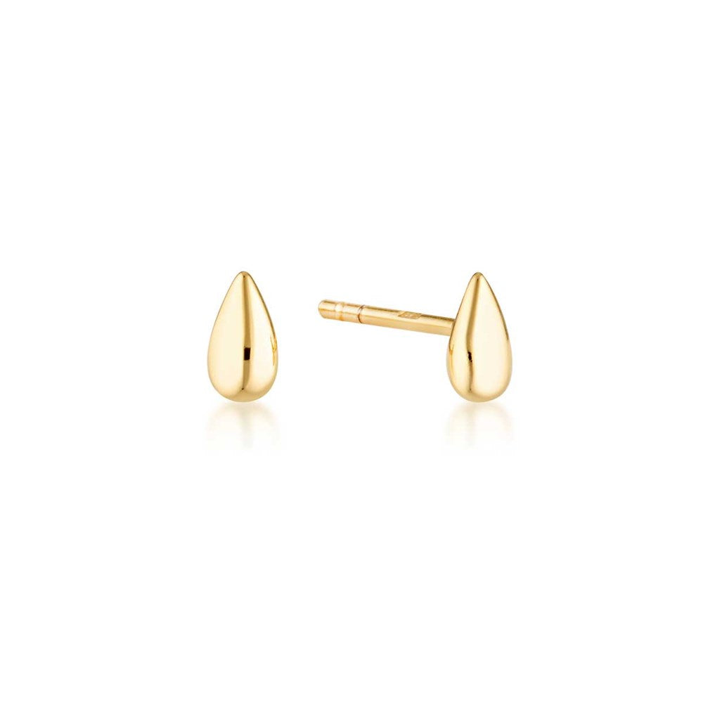 Linda Tahija petal stud earrings featuring delicate gold flower design on sterling silver studs.