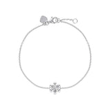 Linda Tahija Daisy Bracelet with delicate floral charms and silver chain, showcasing elegant jewelry design.