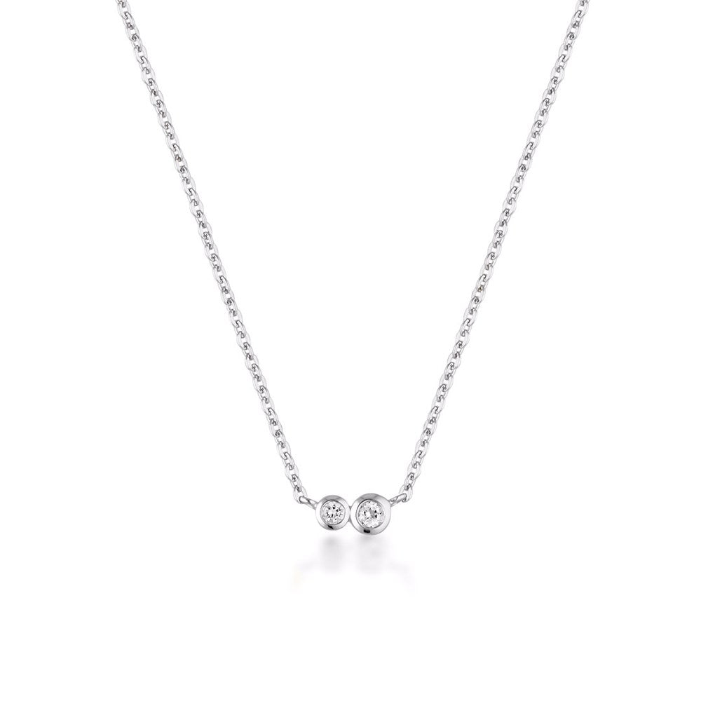Linda Tahija duo necklace featuring sparkling white topaz stones on a delicate chain, elegant jewelry for sophisticated style.