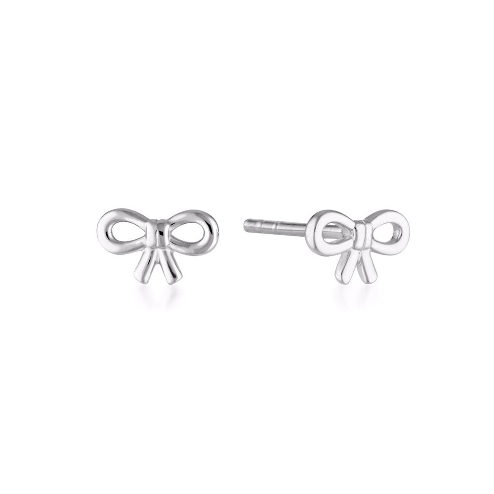 Linda Tahija bow stud earrings, gold-tone jewelry with delicate bow design, small and stylish for everyday wear