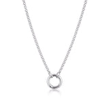 Linda Tahija belcher chain necklace featuring a sleek silver design on a plain background.