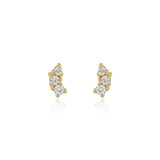 Linda Tahija Ebb stud earrings with lab-grown sapphire gemstones, showcasing elegant gold posts and a sleek design.