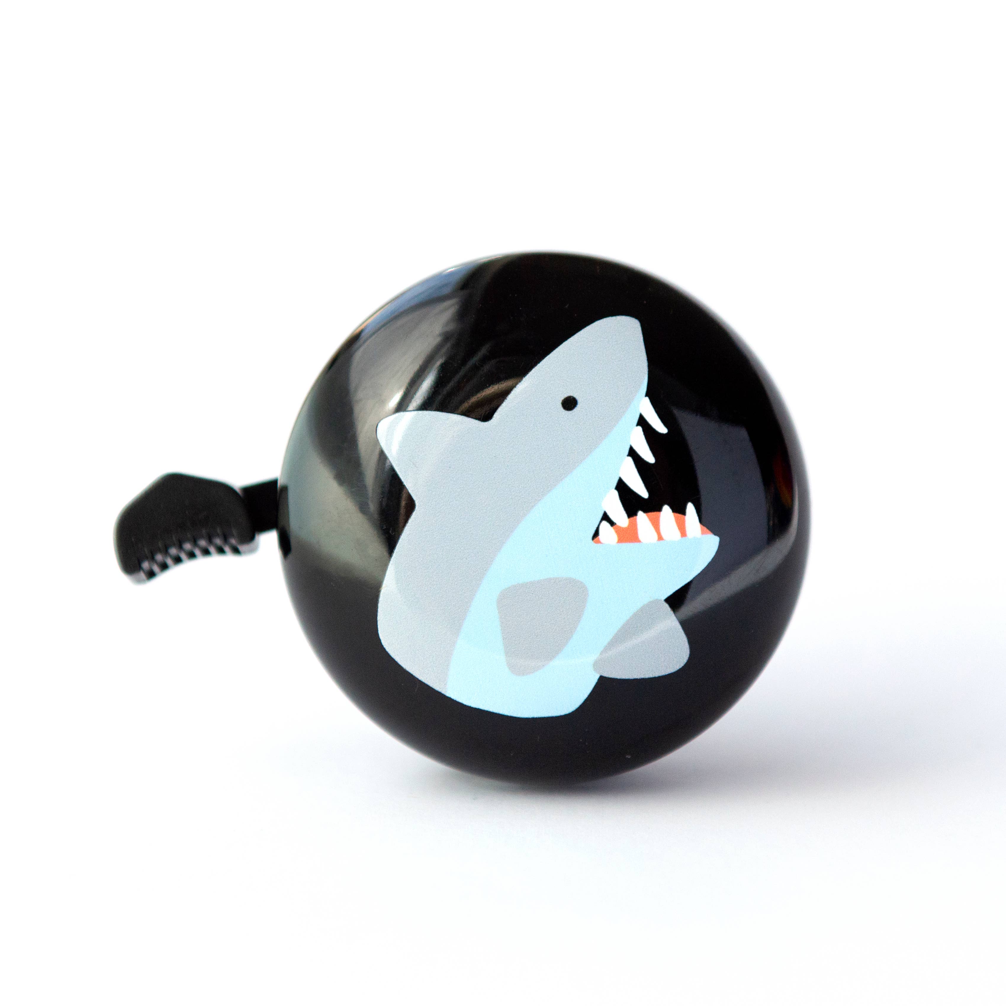 Beep Shark Bike & Scooter Bell in deep blue, featuring a playful shark design mounted on a metal bell for bikes and scooters.