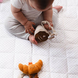 Living Textiles 2-pack Mini Market Brunch stroller toys, coffee cup and croissant plush toys for baby comfort and play.