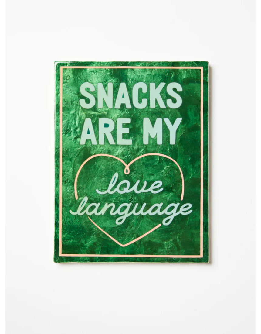 Jones & Co Fun House Snacks wall decor tile with colorful illustrations of snacks and playful design elements.