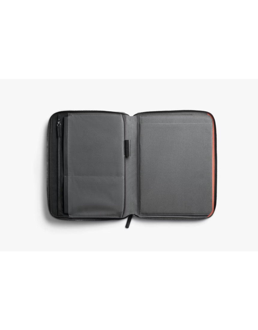 Bellroy Tokyo Folio 12.9-inch Raven leather tablet and document organizer with multiple compartments and sleek design.