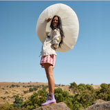 Merry People Bobbi gumboots in dusty lilac color, stylish waterproof rain boots with a textured sole and flexible design.