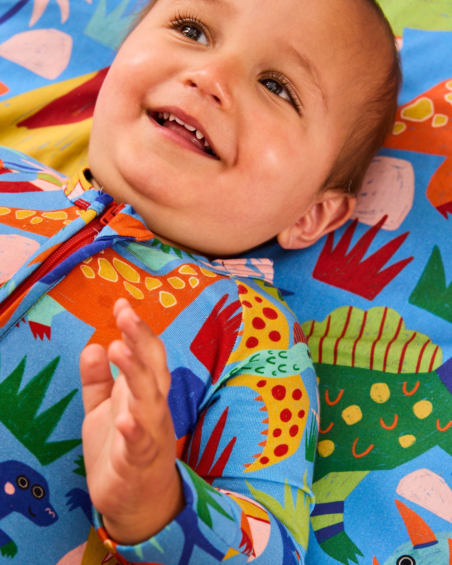 Kip & Co Dinosaur Roar Organic Long Sleeve Zip Romper