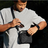 Bellroy Tokyo Side Bag in Raven, a sleek black crossbody bag with adjustable strap and multiple compartments for everyday use.