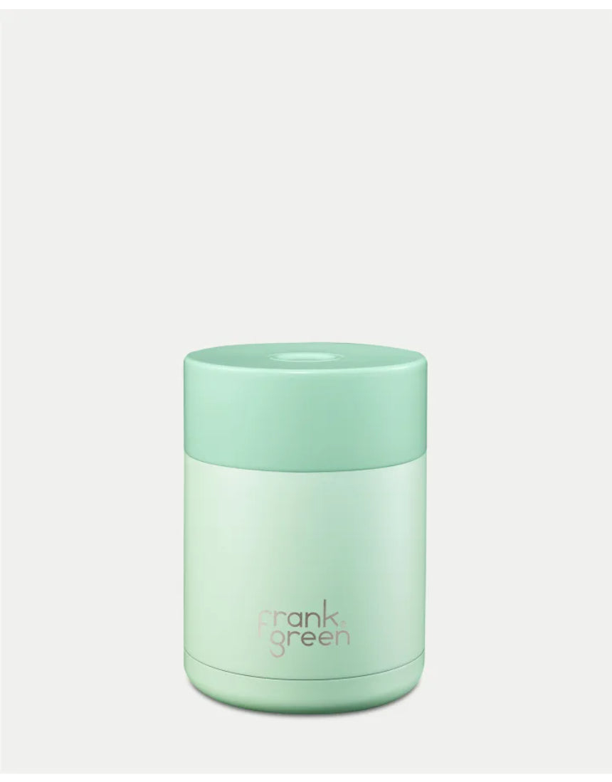 Frank Green insulated food container 475ml, stainless steel, leak-proof lunch container with modern design and secure lid.