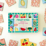 Lauren Sissons Studio fruit and vegetable memory and matching game with colorful illustrated cards for children.