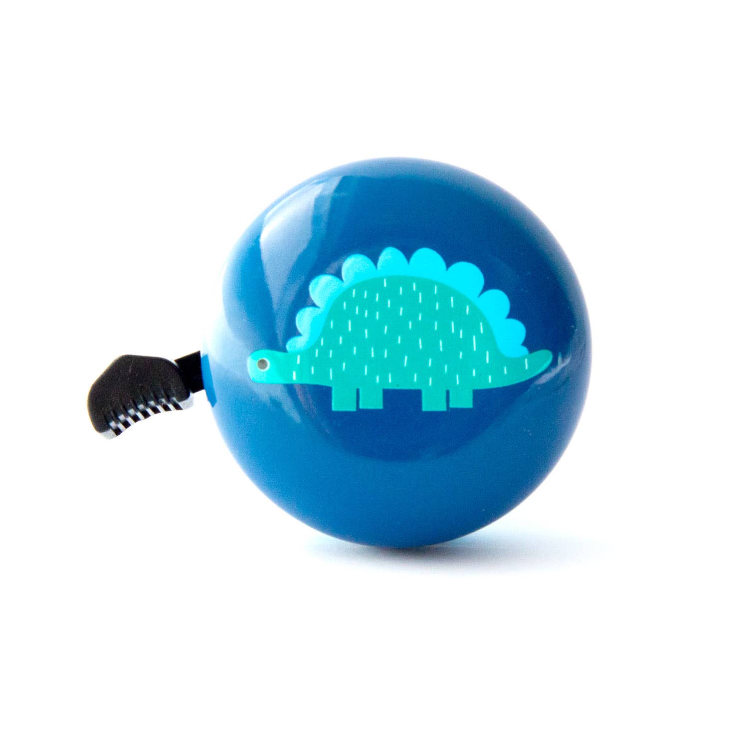 Beep Stegosaurus bike and scooter bell in deep blue, featuring a dinosaur design with a bell on top for cycling and riding safety.