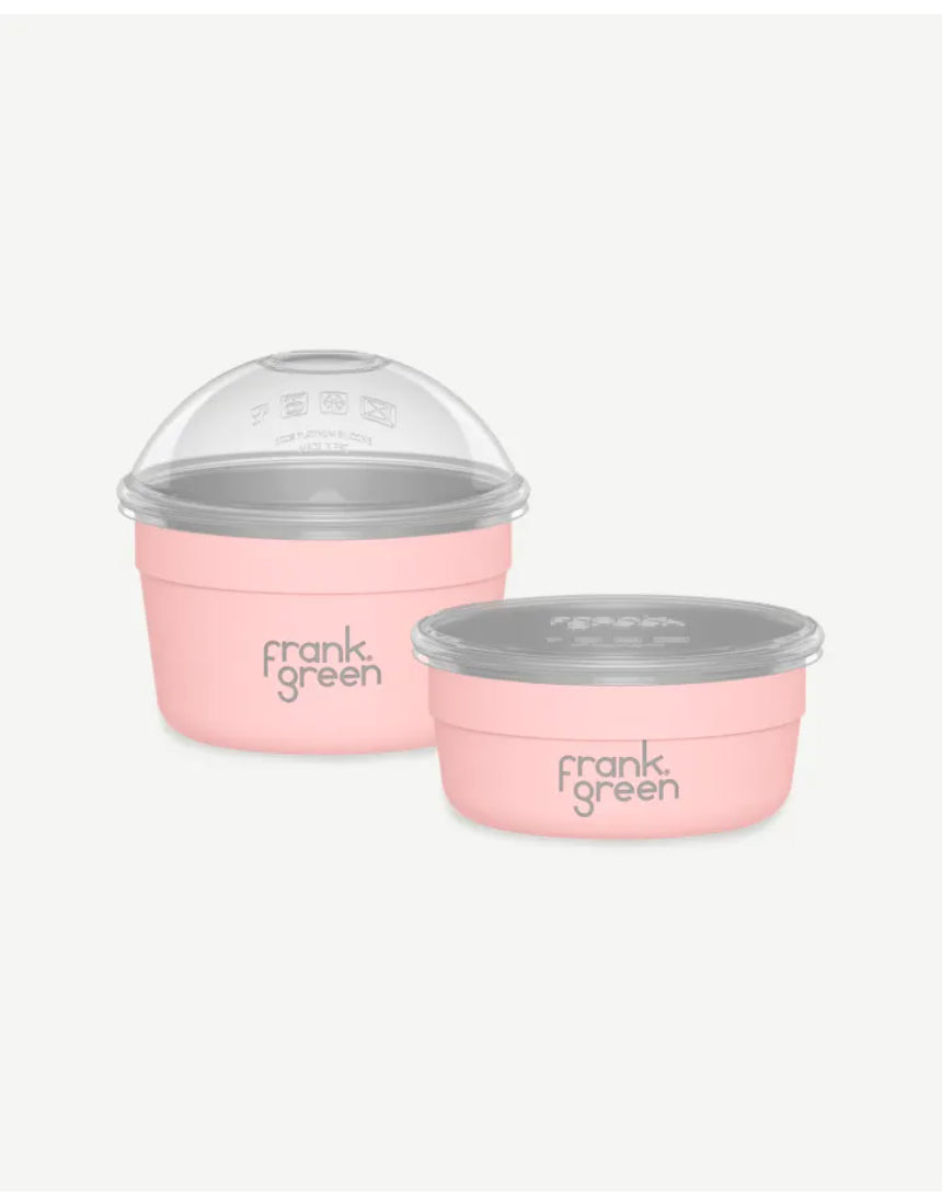 Frank Green Duo Pack To Go Bowl, reusable stainless steel lunch container with lid, ideal for meals on the go.