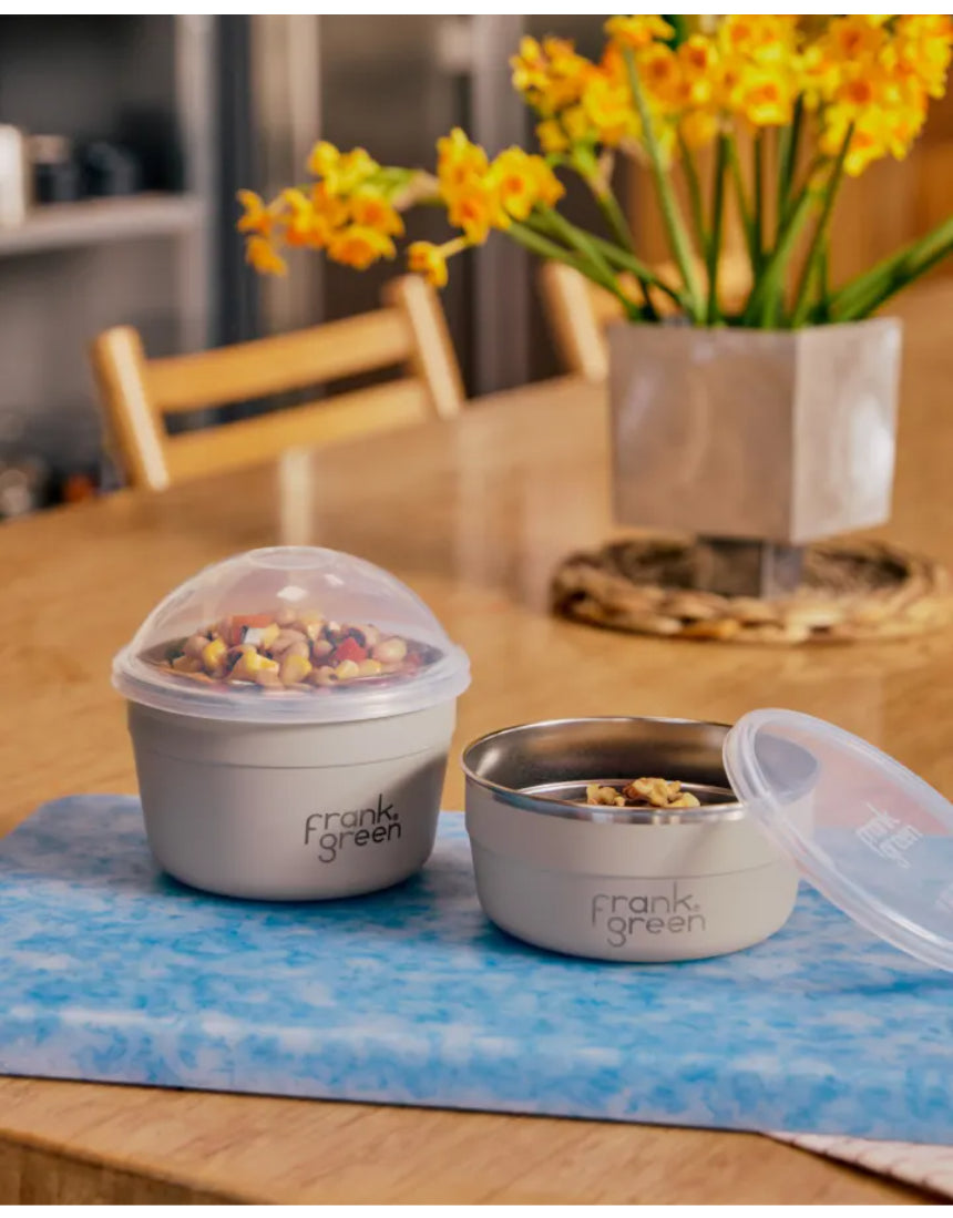 Frank Green Duo Pack To Go Bowl with two reusable, eco-friendly bowls and lids for on-the-go meals and snacks.