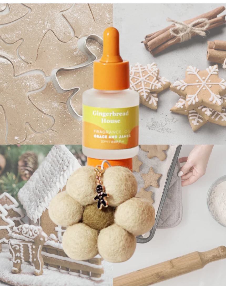 Grace & James Christmas Gingerbread House felt air freshener hanging with festive details and soft texture.