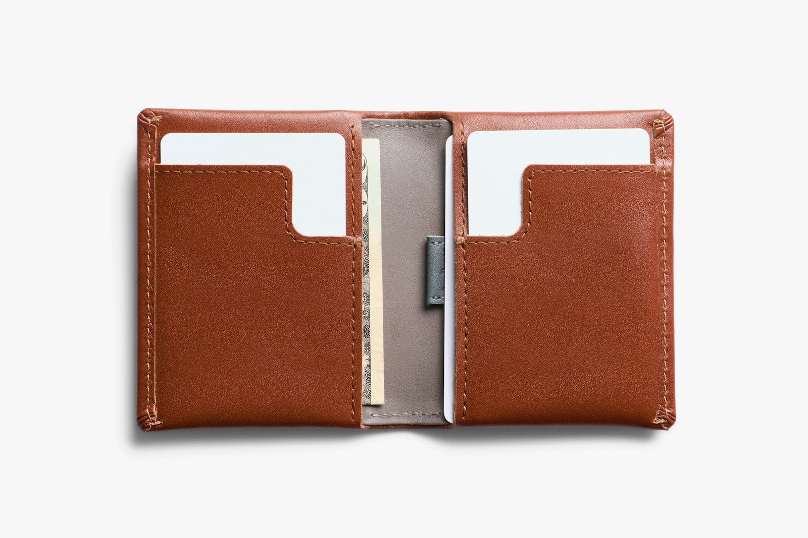 Bellroy Slim Sleeve wallet in Sienna, showing the sleek leather design with card slots and minimalist style.