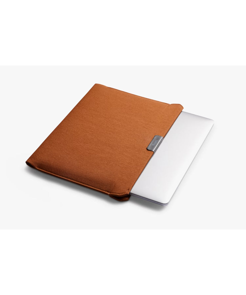 Bellroy 16-inch bronze laptop sleeve with sleek, minimalist design and protective padding for safe transport of your laptop.