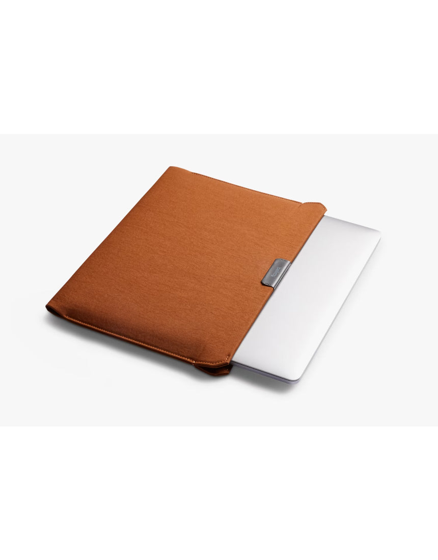 Bellroy 16-inch bronze laptop sleeve with sleek, minimalist design and protective padding for safe transport of your laptop.