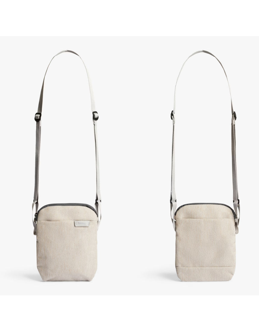 Bellroy City Pouch in Saltbush fabric, compact bag with multiple compartments for organizing essentials.