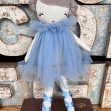 Amaranta Designs ballerina doll with a pink tutu, ballet shoes, and detailed facial features, dressed in a graceful ballet pose.