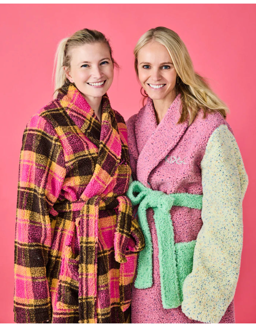 Kip & Co Alaskan adult sherpa robe in soft, plush fabric with a cozy, patterned design, perfect for relaxing at home.