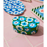 Blue ceramic tray with "Poppy" design by Jones & Co, featuring intricate floral patterns and a smooth, glossy finish.