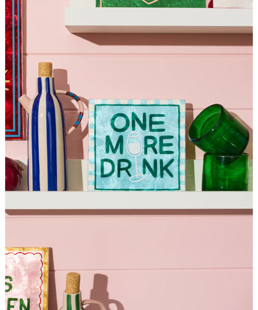 Jones & Co Fun House Drink Tile wall decor featuring vibrant, playful tile design suitable for kitchen or bar area decoration.