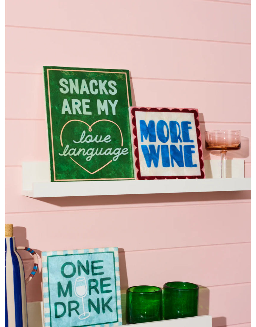 Jones & Co Fun House Wine Tile wall decor featuring colorful, playful design for kitchen or bar area decoration.