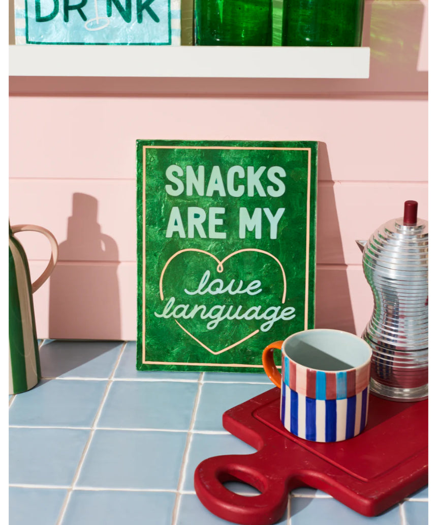 Jones & Co Fun House Snacks Tile wall decor featuring colorful, playful snack-themed artwork for vibrant home decoration.