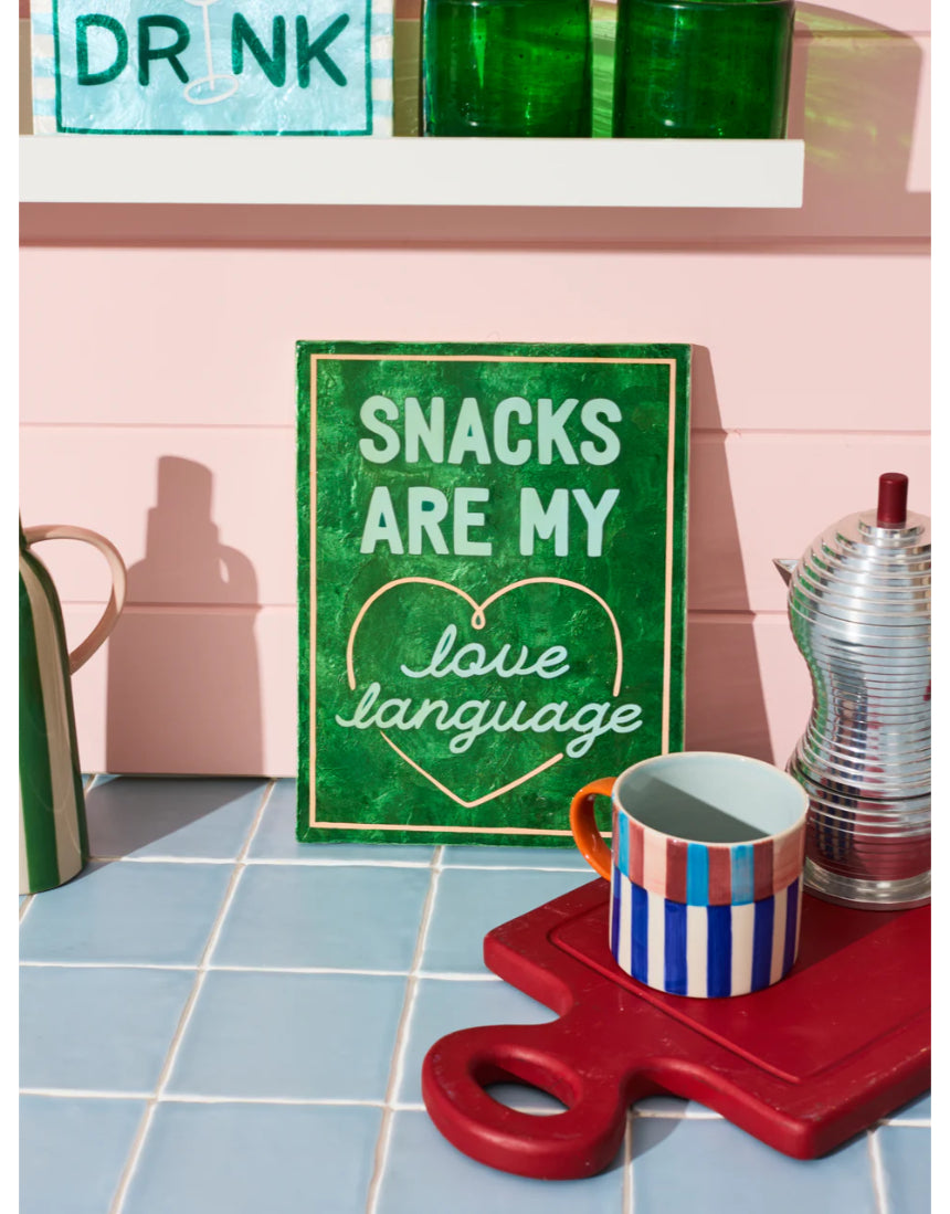 Jones & Co Fun House Snacks Tile wall decor featuring colorful, playful snack-themed artwork for vibrant home decoration.