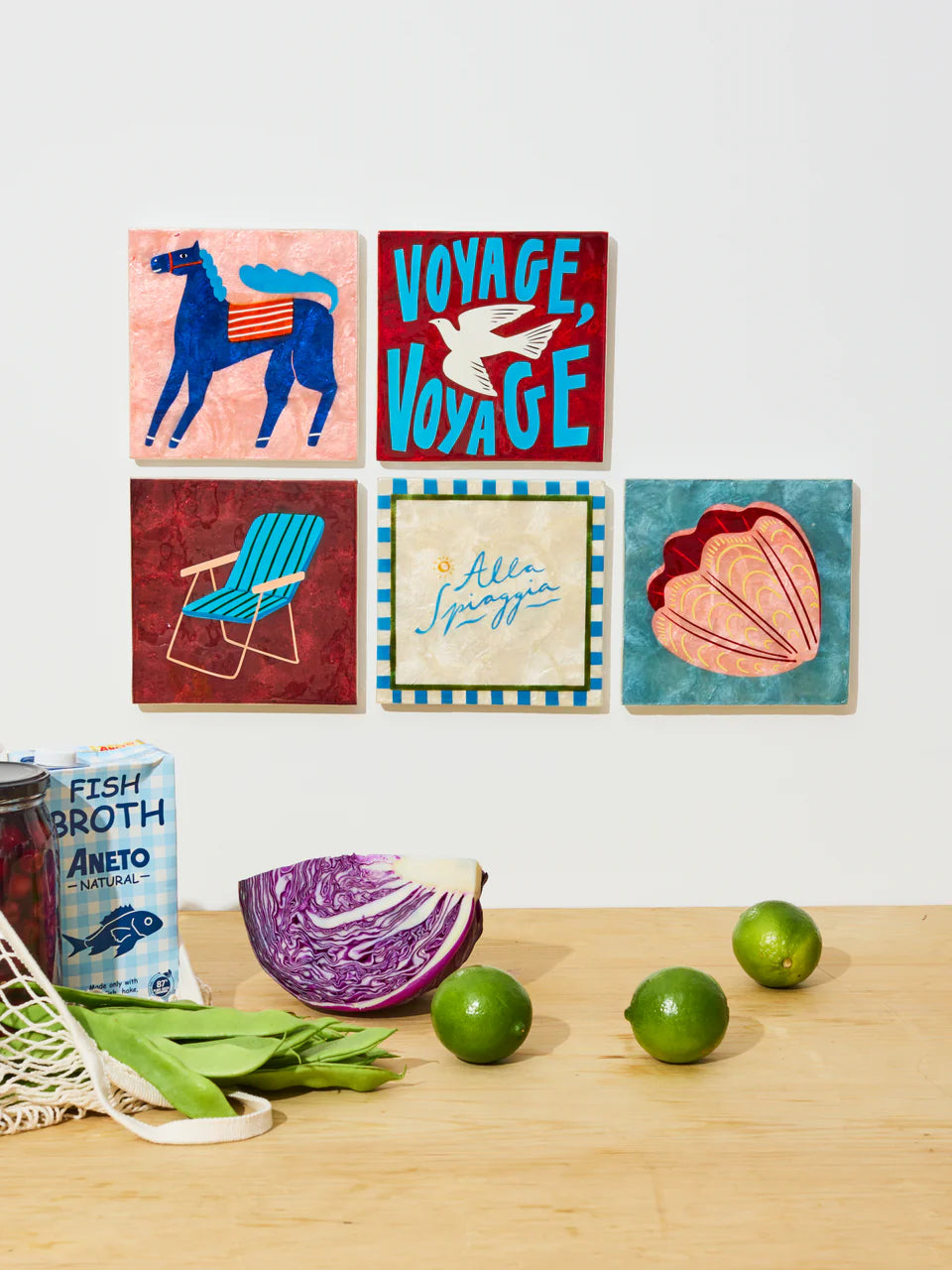Jones & Co Superette Pony Tile wall decor with colorful, vintage-inspired design suitable for interior decoration.