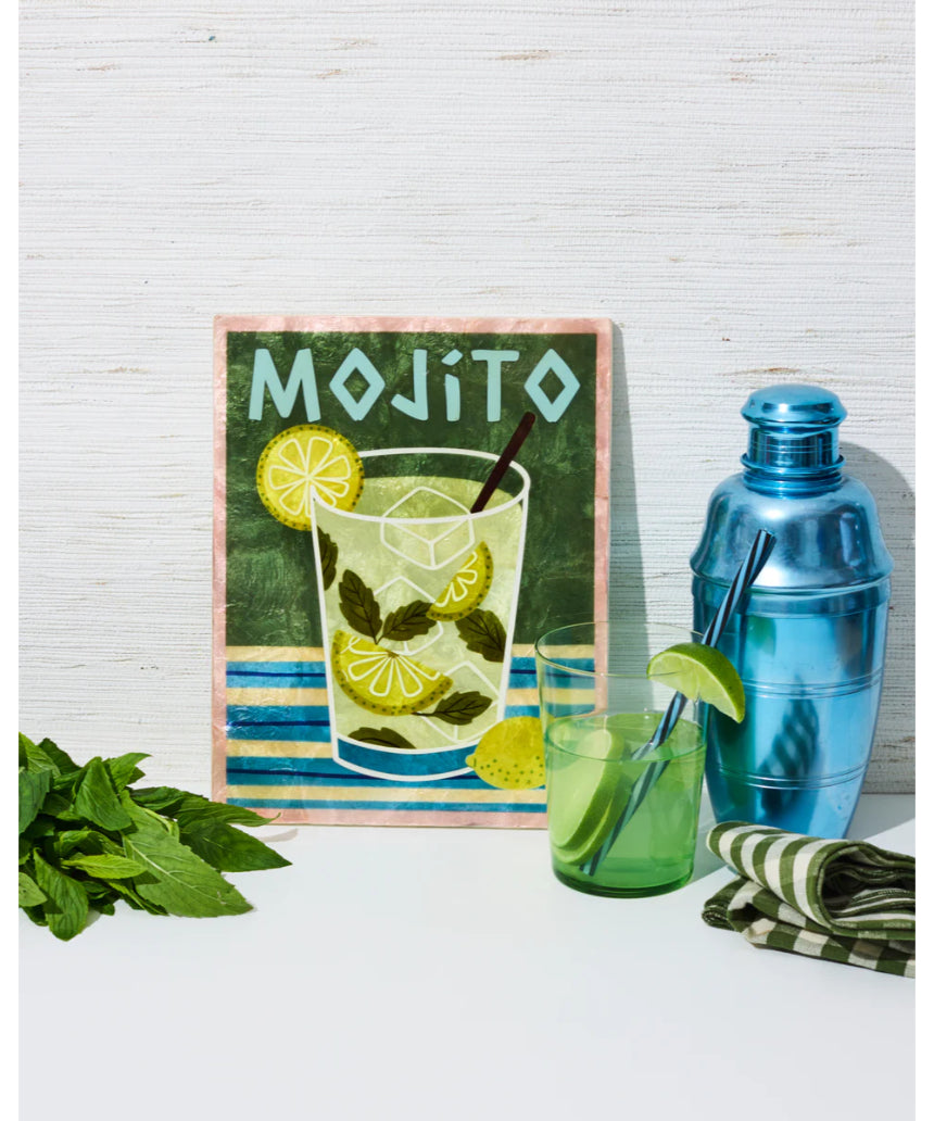 Jones & Co Happy Hour Mojito Wall Decor tile featuring a vibrant, tropical mojito design for stylish home decoration.