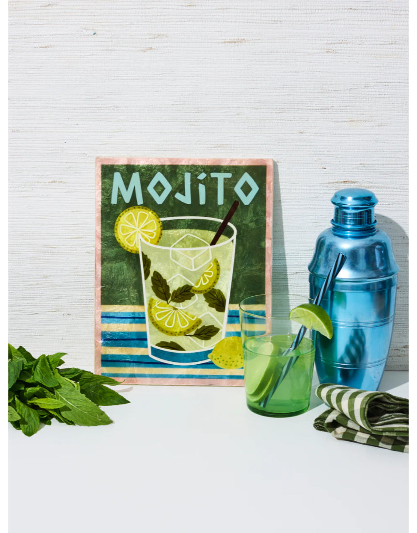 Jones & Co Happy Hour Mojito Wall Decor tile featuring a vibrant, tropical mojito design for stylish home decoration.