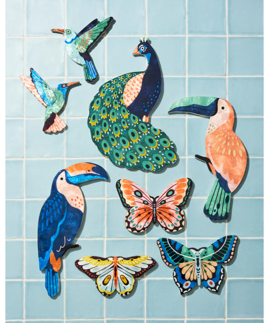 Jones & Co Canopy Peacock Wall Art, decorative wall decor featuring vibrant peacock design and intricate details.