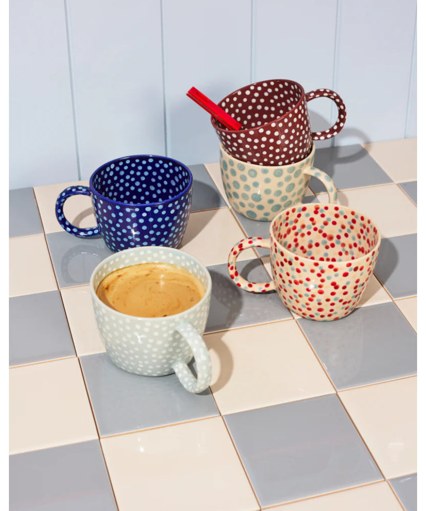 Jones & Co Chino Mug with colorful confetti sprinkle design, ceramic mug featuring vibrant, playful pattern perfect for everyday use.