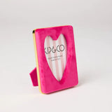 Kip & Co desert pink velvet heart picture frame with soft fabric and decorative heart detail, perfect for showcasing photos.