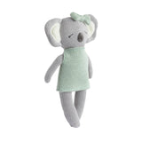 Living Textiles Kimmy the Koala knitted animal toy featuring soft yarn and adorable face, perfect for cuddling and play.