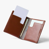 Bellroy Slim Sleeve wallet in Sienna color with sleek leather design and multiple card slots.