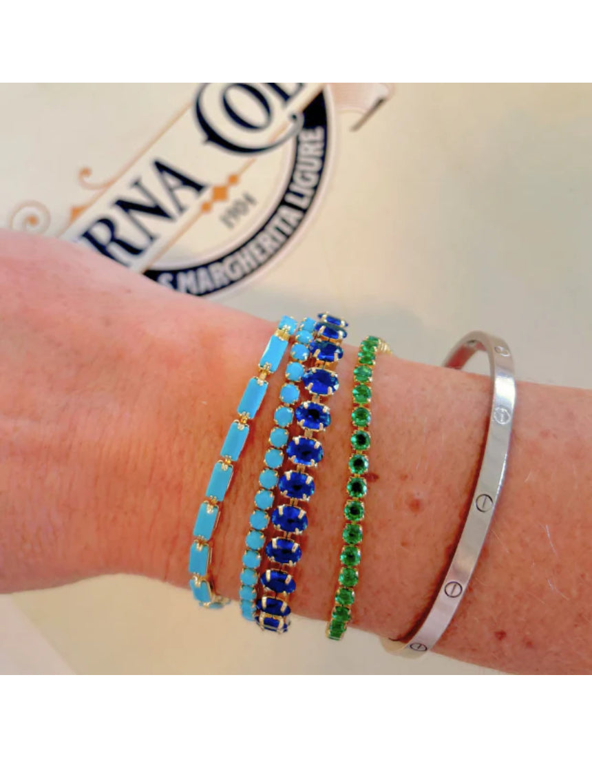 Salty Safari Mila tennis bracelet featuring sparkling beads and a sleek silver clasp, stylish jewelry accessory for women