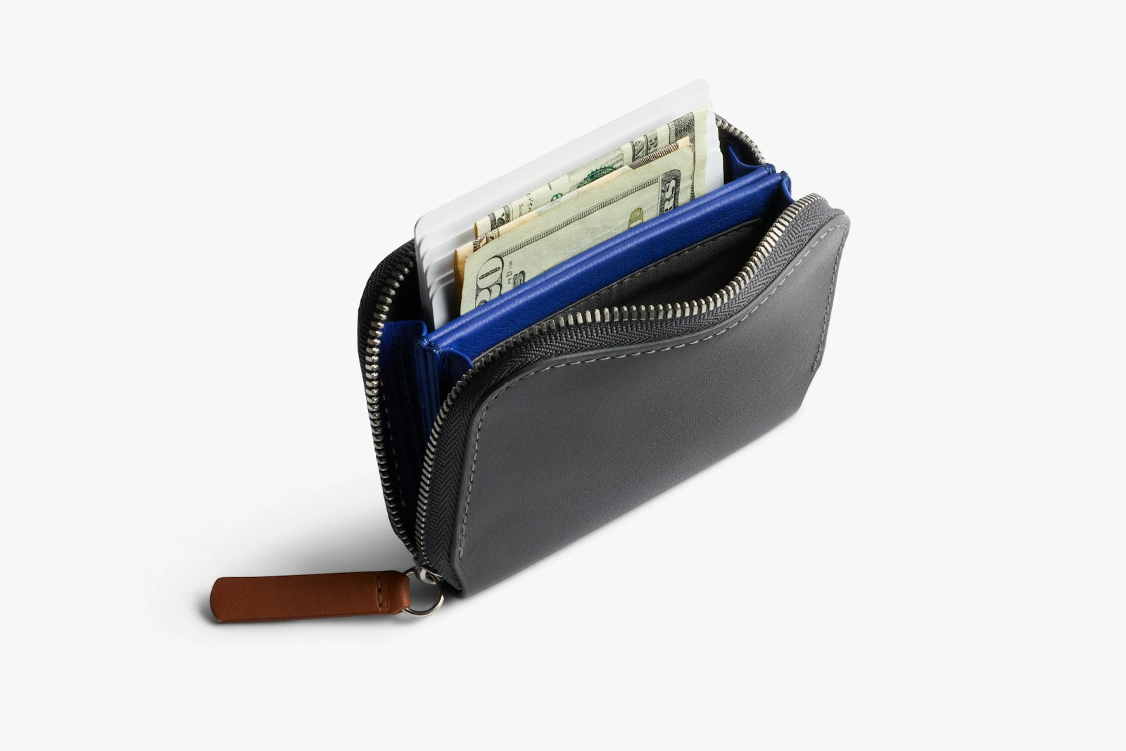 Bellroy Folio Mini wallet in charcoal and cobalt with card slots and sleek design, made for compact organization.