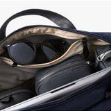 Bellroy Via Work Bag in navy color showing front view with handles and main zipper closure, made for professional use.