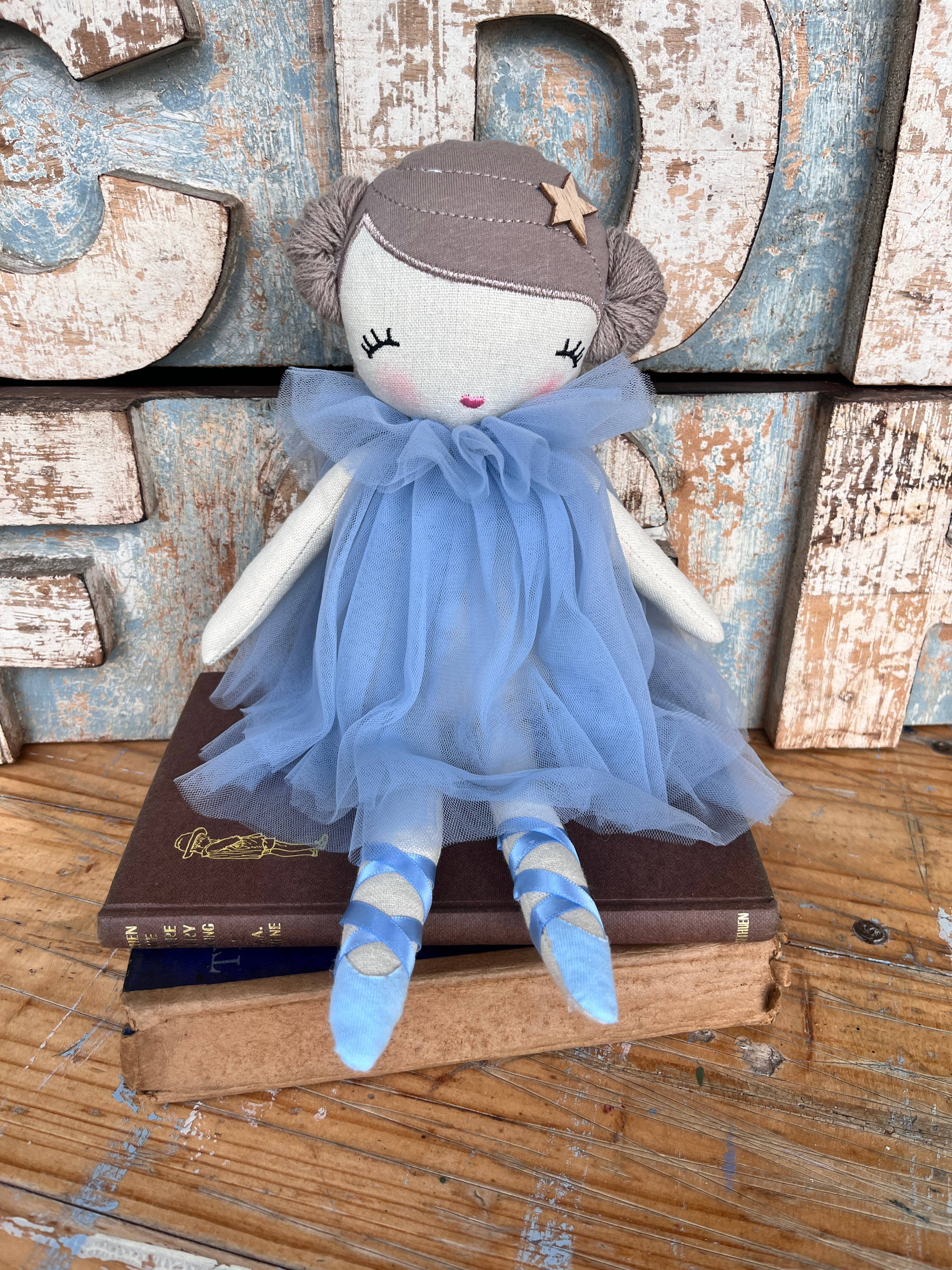 Amaranta Designs ballerina doll with a pink tutu, delicate facial features, and detailed ballet pose, handcrafted for display or play.