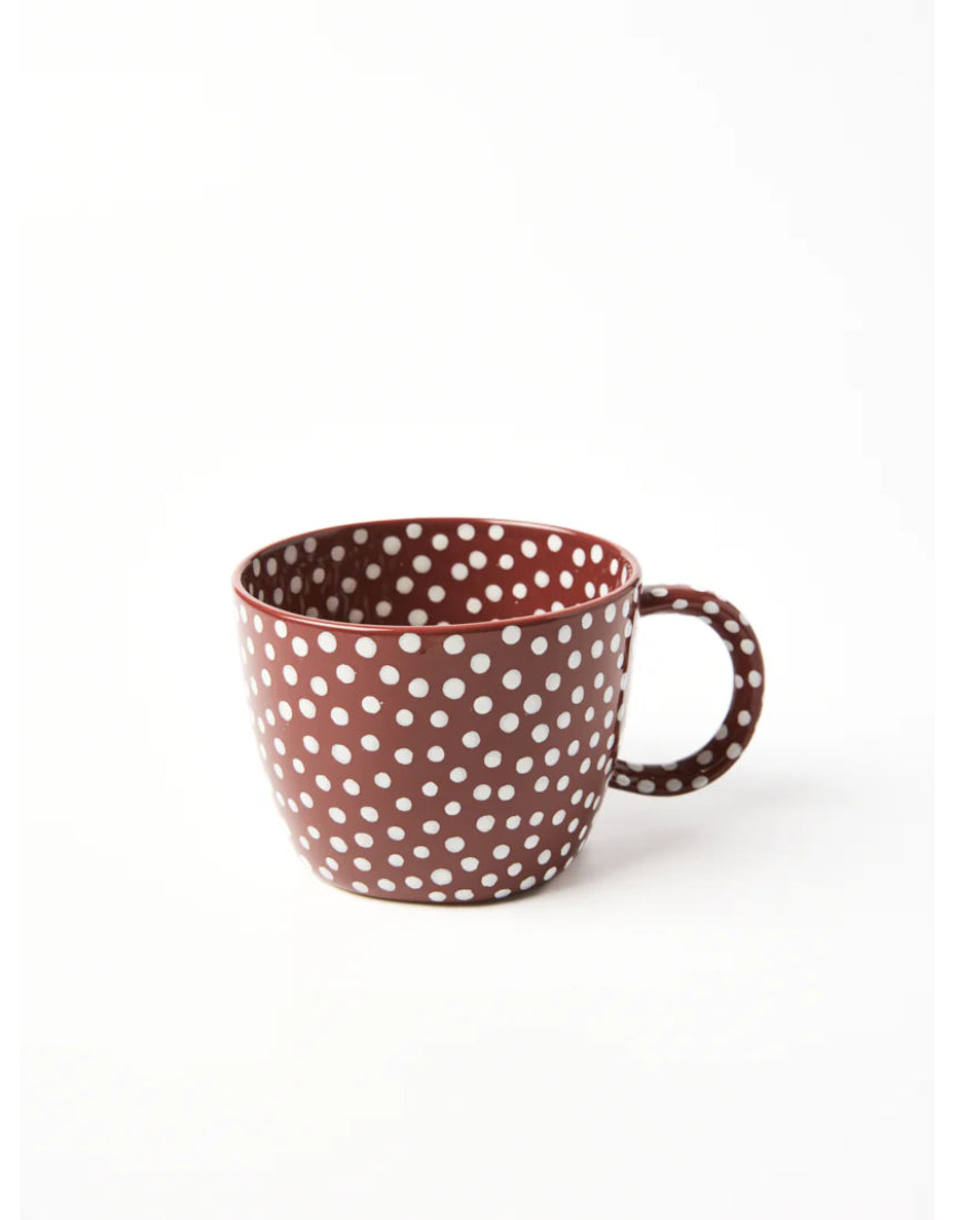 Jones & Co Chino Mug Mahogany Sprinkle featuring a stylish ceramic mug with a mahogany and sprinkle pattern design.
