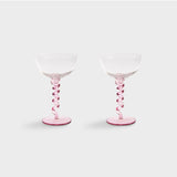 Klevering coupe spiral pink earrings set of 2 with pink spiral design and silver hooks, on a white background.