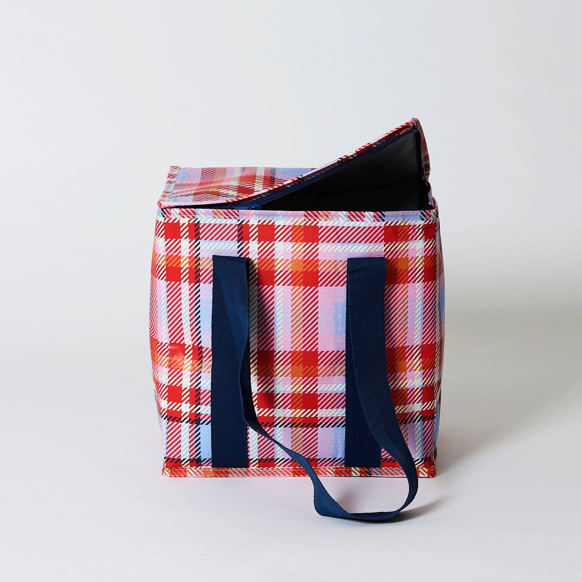 Tartan medium insulated tote bag by Project Ten Pty Ltd with handles and insulated interior for keeping items cool or warm